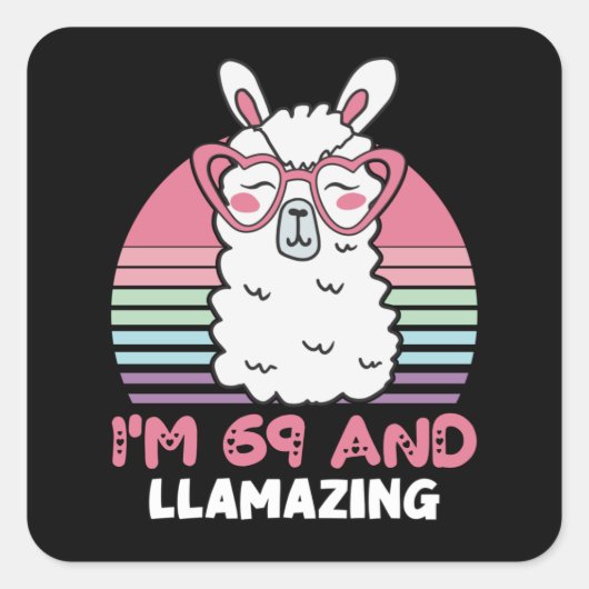 Grappig Schattig Llama 69e verjaardagscadeau voor  Vierkante Sticker (Voorkant)