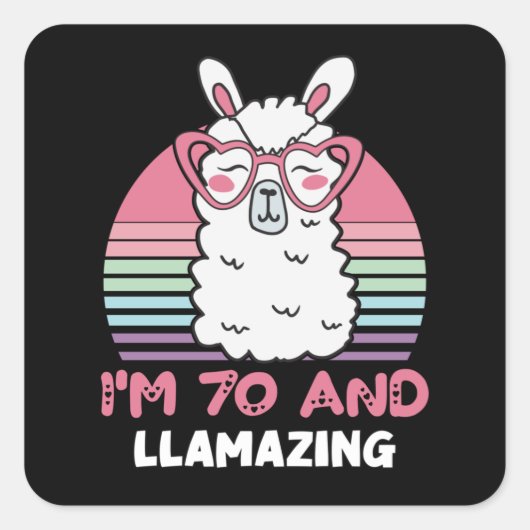 Grappig Schattig Llama 70ste verjaardagscadeau voo Vierkante Sticker (Voorkant)
