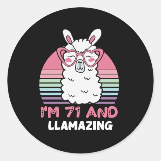 Grappig Schattig Llama 71e verjaardagscadeau voor  Ronde Sticker (Voorkant)
