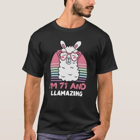 Grappig Schattig Llama 71e verjaardagscadeau voor T-shirt (Voorkant)