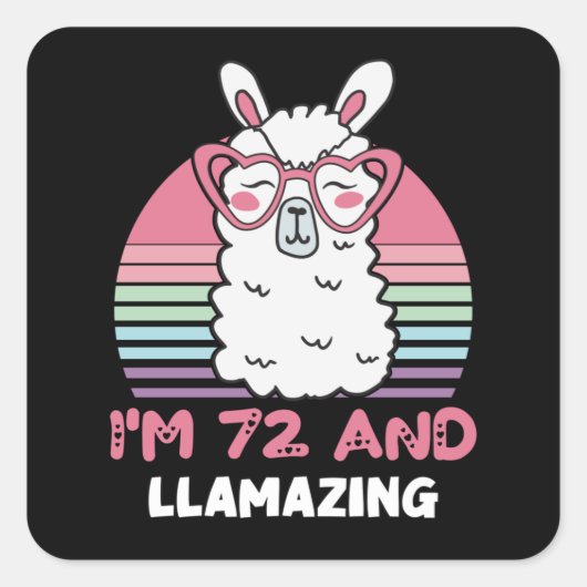 Grappig Schattig Llama 72e verjaardagscadeau voor Vierkante Sticker (Voorkant)