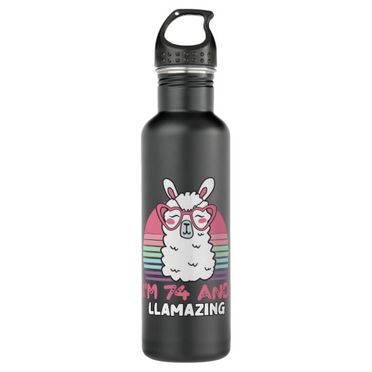 Grappig Schattig Llama 74e verjaardagscadeau voor Waterfles (Voorkant)