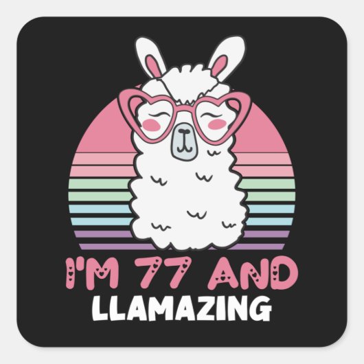 Grappig Schattig Llama 77e verjaardagscadeau voor Vierkante Sticker (Voorkant)