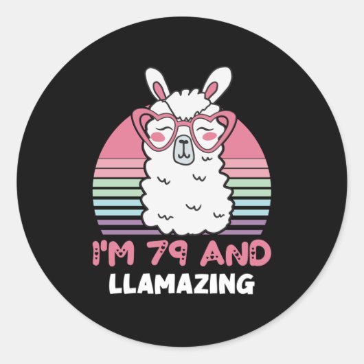 Grappig Schattig Llama 79e verjaardagscadeau voor  Ronde Sticker (Voorkant)