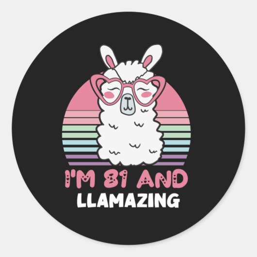 Grappig Schattig Llama 81ste verjaardagscadeau voo Ronde Sticker (Voorkant)