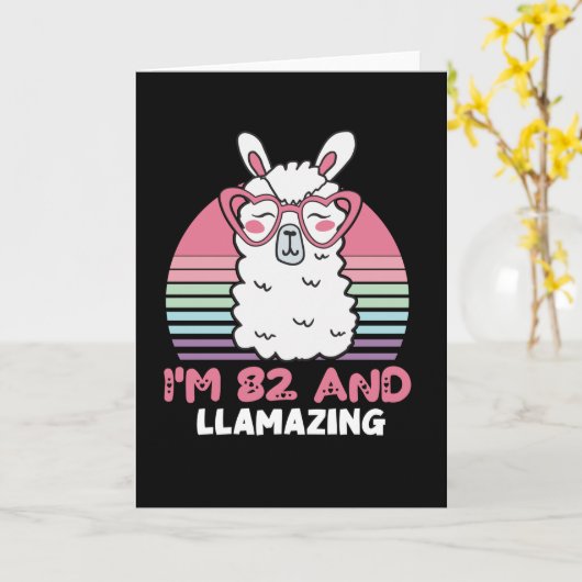 Grappig Schattig Llama 82e verjaardagscadeau voor  Kaart (Gele Bloem)