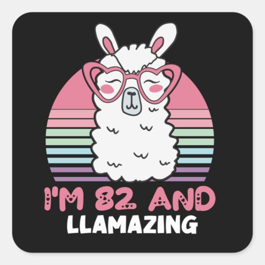 Grappig Schattig Llama 82e verjaardagscadeau voor  Vierkante Sticker (Voorkant)