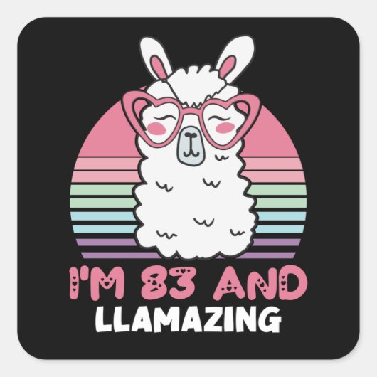 Grappig Schattig Llama 83e verjaardagscadeau voor  Vierkante Sticker (Voorkant)
