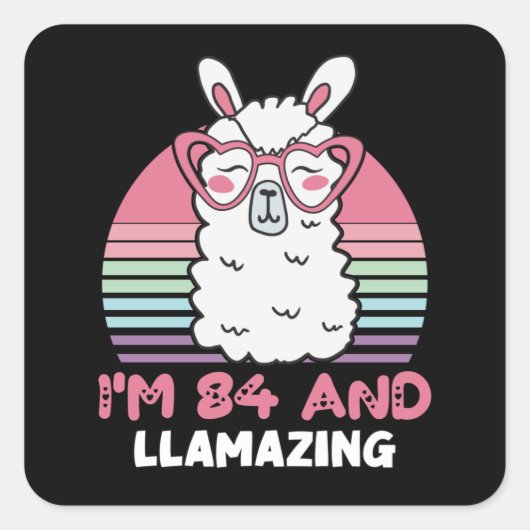 Grappig Schattig Llama 84e verjaardagscadeau voor Vierkante Sticker (Voorkant)