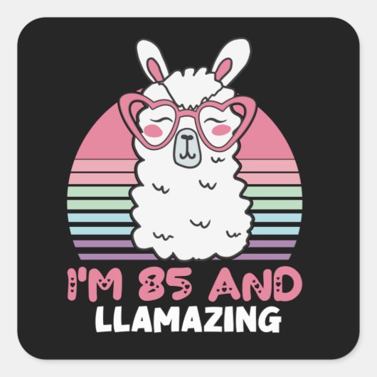 Grappig Schattig Llama 85e verjaardagscadeau voor Vierkante Sticker (Voorkant)