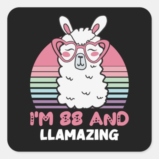 Grappig Schattig Llama 88e verjaardagscadeau voor Vierkante Sticker (Voorkant)