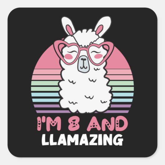Grappig Schattig Llama 8e verjaardagscadeau voor m Vierkante Sticker (Voorkant)