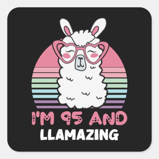 Grappig Schattig Llama 95e verjaardagscadeau voor  Vierkante Sticker (Voorkant)