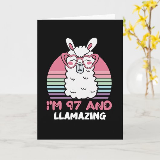 Grappig Schattig Llama 97e verjaardagscadeau voor  Kaart (Gele Bloem)