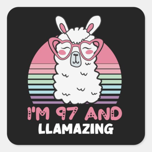 Grappig Schattig Llama 97e verjaardagscadeau voor Vierkante Sticker (Voorkant)