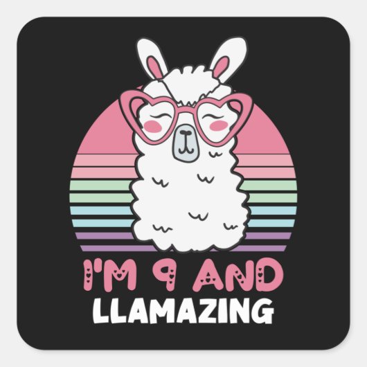 Grappig Schattig Llama 9e verjaardagscadeau voor v Vierkante Sticker (Voorkant)