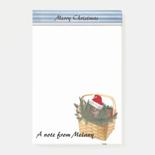 Grappig schattig meisje Holiday Santa cat monogram Post-it® Notes (Voorkant)