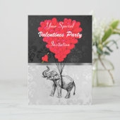 Grappig schattig olifant en hart Valentijnse  fees Kaart (Staand voorkant)