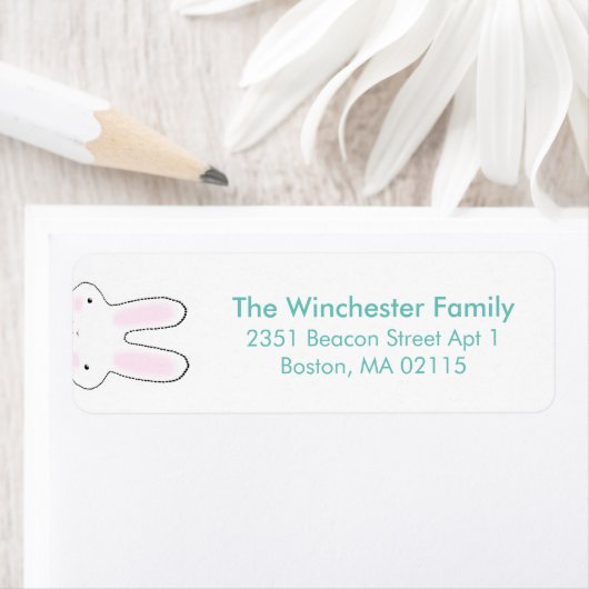 Grappig schattig paaswit blauwgroen adres etiket (Insitu)