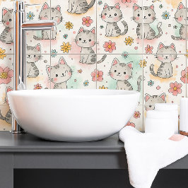 Grappig schattig pastel kat kawaii naadloos patroo tegeltje