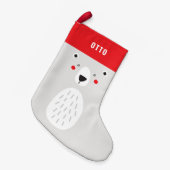 Grappig schattig polair beer gepersonaliseerde kin kleine kerstsok (Voorkant (Hangend))