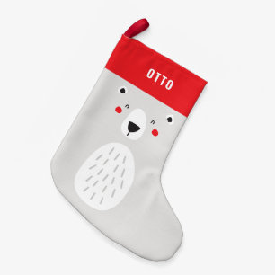 Grappig schattig polair beer gepersonaliseerde kin kleine kerstsok