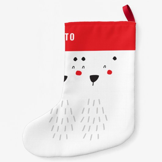 Grappig schattig polair beer gepersonaliseerde kin kleine kerstsok (Achterkant)