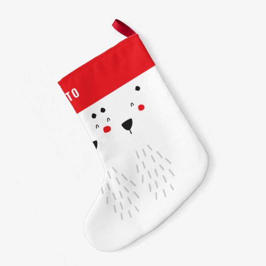 Grappig schattig polair beer gepersonaliseerde kin kleine kerstsok (Achterkant (Hangend))