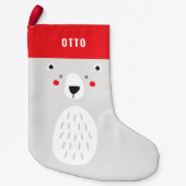 Grappig schattig polair beer gepersonaliseerde kin kleine kerstsok (Voorkant)