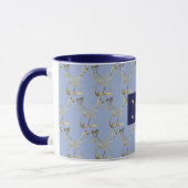 Grappig schattig rendierpatroon Elegant blauw faux Mok (Links)