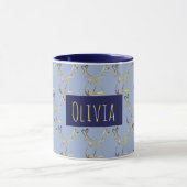 Grappig schattig rendierpatroon Elegant blauw faux Mok (Midden)