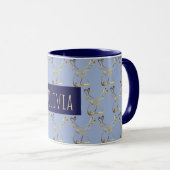 Grappig schattig rendierpatroon Elegant blauw faux Mok (Voorkant rechts)