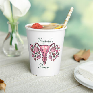 Grappig schattig roze bloemenvagina Baby shower Papieren Bekers