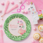Grappig schattig roze flamingo baby shower blush papieren bordje (Feest)