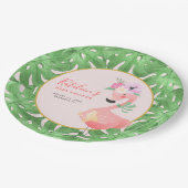 Grappig schattig roze flamingo baby shower blush papieren bordje (Gekanteld)