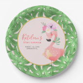 Grappig schattig roze flamingo baby shower blush papieren bordje (Voorkant)