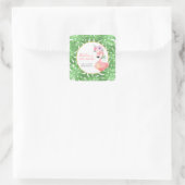 Grappig schattig roze flamingo baby shower blush v vierkante sticker (Tas)