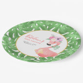 Grappig schattig roze flamingo baby shower papier  papieren bordje (Gekanteld)