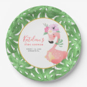 Grappig schattig roze flamingo baby shower papier  papieren bordje (Voorkant)