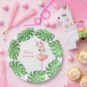 Grappig schattig roze flamingo baby shower papieren bordje (Feest)
