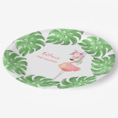 Grappig schattig roze flamingo baby shower papieren bordje (Gekanteld)