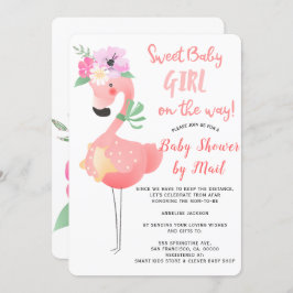 Grappig schattig roze flamingo baby shower per mai kaart
