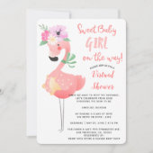 Grappig schattig roze flamingo baby shower virtuee kaart (Voorkant)