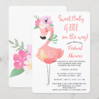 Grappig schattig roze flamingo baby shower virtuee