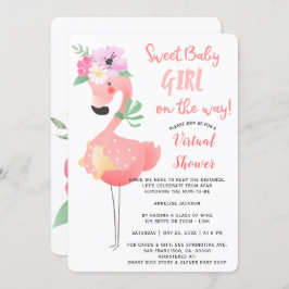 Grappig schattig roze flamingo baby shower virtuee kaart