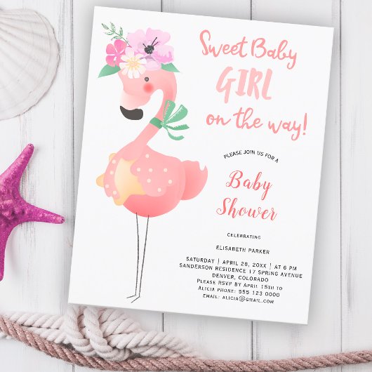 Grappig schattig roze flamingo floral BUDGET baby 