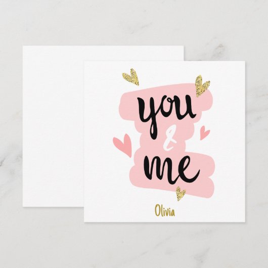 Grappig schattig, roze voor mij en voor jou. (Voorkant / Achterkant)