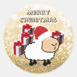 Grappig schattig schattig kerstschaap kerst ronde sticker