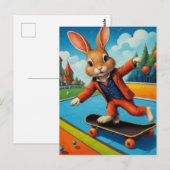 Grappig Schattig Skateboarden Bruin Konijn Briefkaart (Voorkant / Achterkant)
