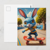Grappig Schattig Skateboarden Schattige Konijn Briefkaart (Voorkant / Achterkant)